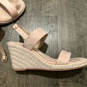 A new day sandals espadrilles wedge heels suede light pink nude braided
